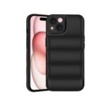icall Puffer Case Camera Protection Soft Back Cover for Apple iPhone 15 Plus - Black - Rubber