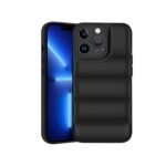 icall Puffer Case Camera Protection Soft Back Cover for Apple iPhone 13 Pro - Black - Rubber