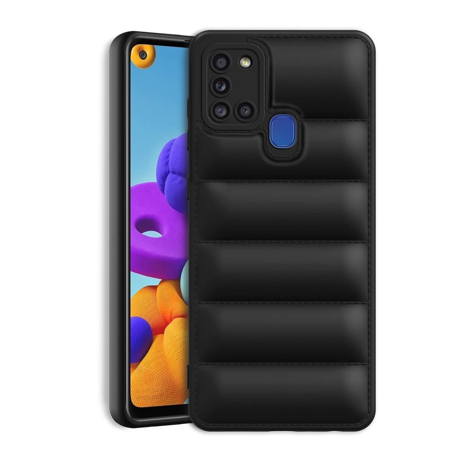 616LVny2UmL._SL1500_ (1) icall Puffer Case Camera Protection Soft Back Cover for Samsung Galaxy M31 / F41 / M31 Prime - Black - Rubber - Image 1