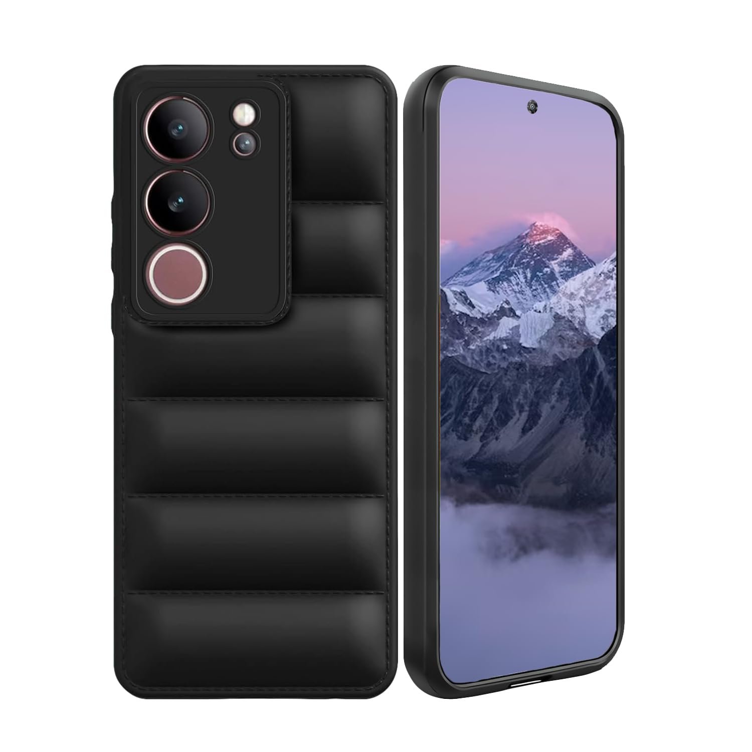 61CQbeBlCBL._SL1500_ icall Puffer Case Camera Protection Soft Back Cover for Vivo V29 pro 5g - Black - Rubber - Image 1
