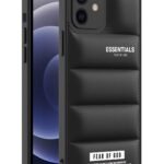 icall Puffer Case Camera Protection Soft Back Cover for Apple iPhone 12 - Black - Rubber