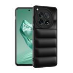 icall Puffer Case Camera Protection Soft Back Cover for Oneplus 12R - Black - Rubber