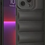 icall Puffer Case Camera Protection Soft Back Cover for Apple iPhone 14 Pro - Black - Rubber