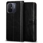 icall Shock Proof Flip Cover Back Case Cover for Mi Redmi 12C / Poco C55 (Flexible | Leather Finish | Card Pockets Wallet & Stand