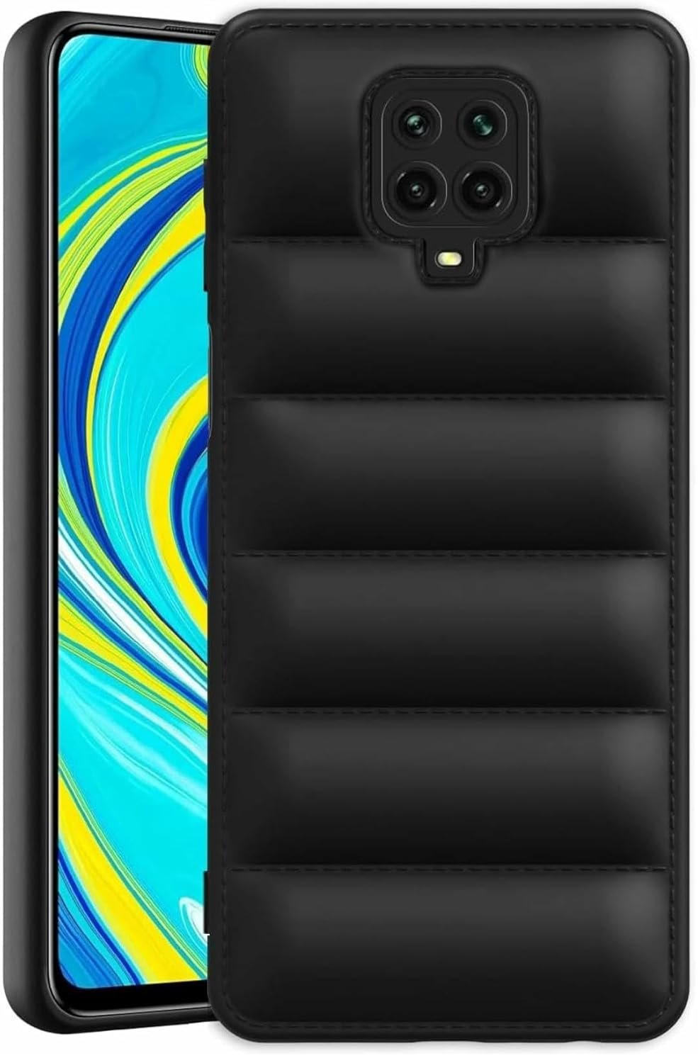 61o+mo5jBXL._SL1500_ icall Puffer Case Camera Protection Soft Back Cover for Redmi Note 9 Pro | Redmi Note 9 Pro Max | Redmi Note 10 Lite - Black - Image 1
