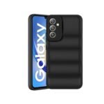 icall Puffer Case Camera Protection Soft Back Cover for Samsung Galaxy A34 5G- Black - Rubber