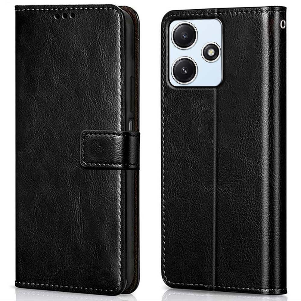 716mSfqq9-L._SL1000_ icall Shock Proof Flip Cover Back Case Cover for Redmi 12 5G / Poco M6 Pro 5G (Flexible | Leather Finish | Card Pockets Wallet & Stand - Image 1