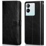 icall Shock Proof Flip Cover Back Case Cover for iQOO Z7 Pro/Vivo T2 Pro 5G (Flexible | Leather Finish | Card Pockets Wallet & Stand