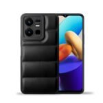 icall Puffer Case Camera Protection Soft Back Cover for Vivo Y22 - Black - Rubber