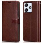 icall Shock Proof Flip Cover Back Case Cover for Redmi 12 5G / Poco M6 Pro 5G (Flexible | Leather Finish | Card Pockets Wallet & Stand