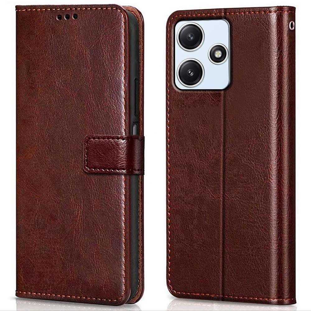 71UeDk8p-AL._SL1000_ icall Shock Proof Flip Cover Back Case Cover for Redmi 12 5G / Poco M6 Pro 5G (Flexible | Leather Finish | Card Pockets Wallet & Stand - Image 1