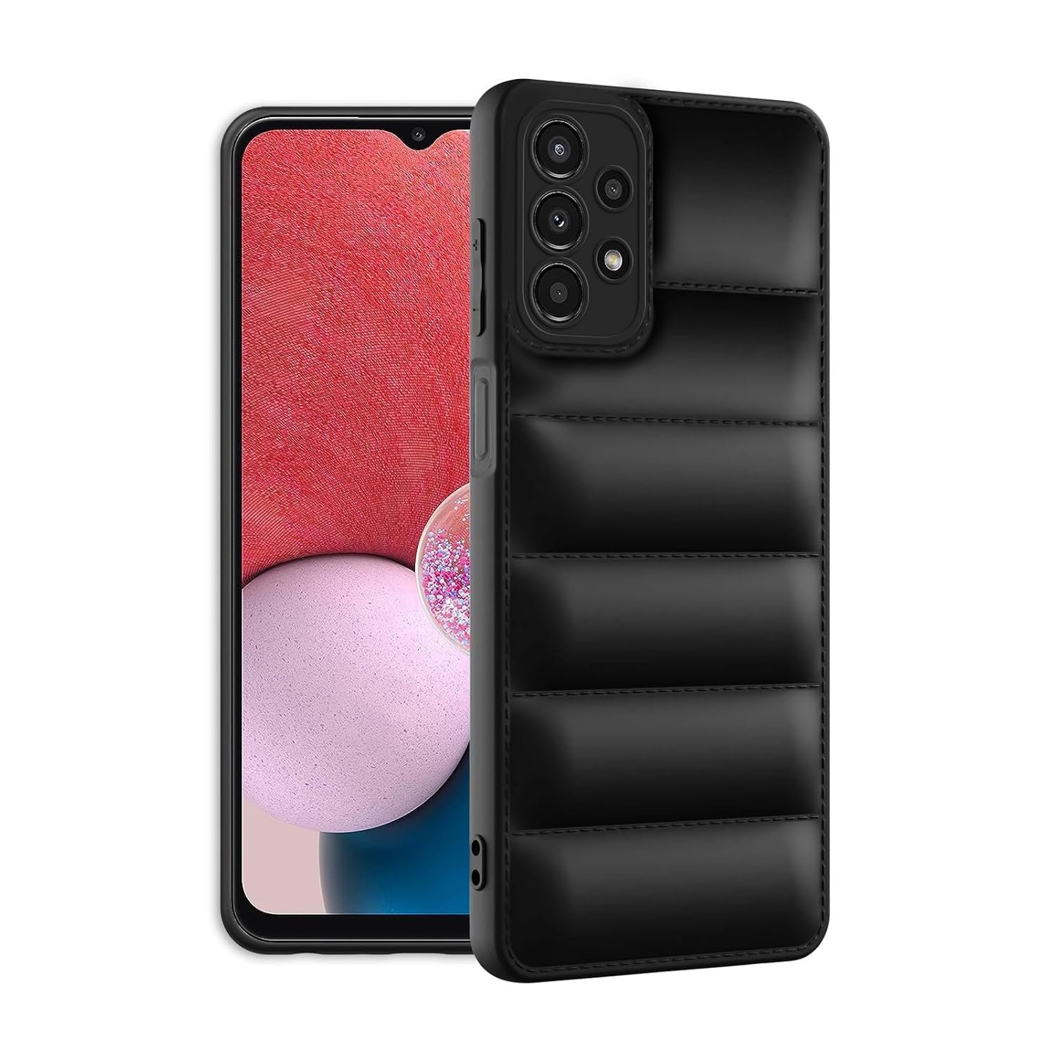 71XqR06Sb-L._SL1500_ icall Puffer Case Camera Protection Soft Back Cover for Samsung Galaxy A13 4G - Black - Rubber - Image 1