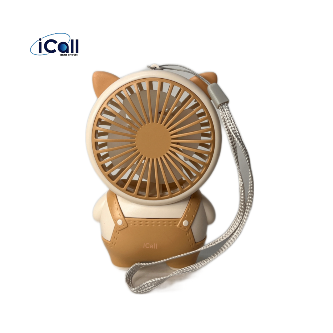 LD10-Facecolor-S1 icall Powerful Rechargeable Mini LD10 Fan (3 Speed) modes Build-in Rechargeable Battery with Table Holder for Home, Makeup, Office, Indoor, Outdoor, Travel Rechargeable Fan - Image 1
