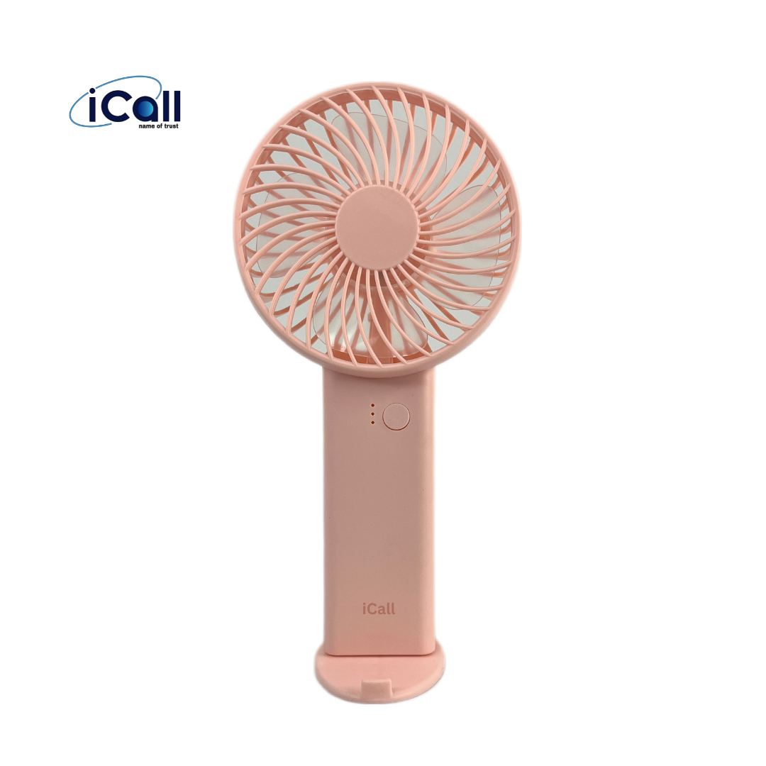 11 icall Powerful Rechargeable Mini Fan (3 Speed) modes Build-in Rechargeable Battery with Table Holder for Home, Office, Indoor, Outdoor, Travel Rechargeable Fan - Image 1